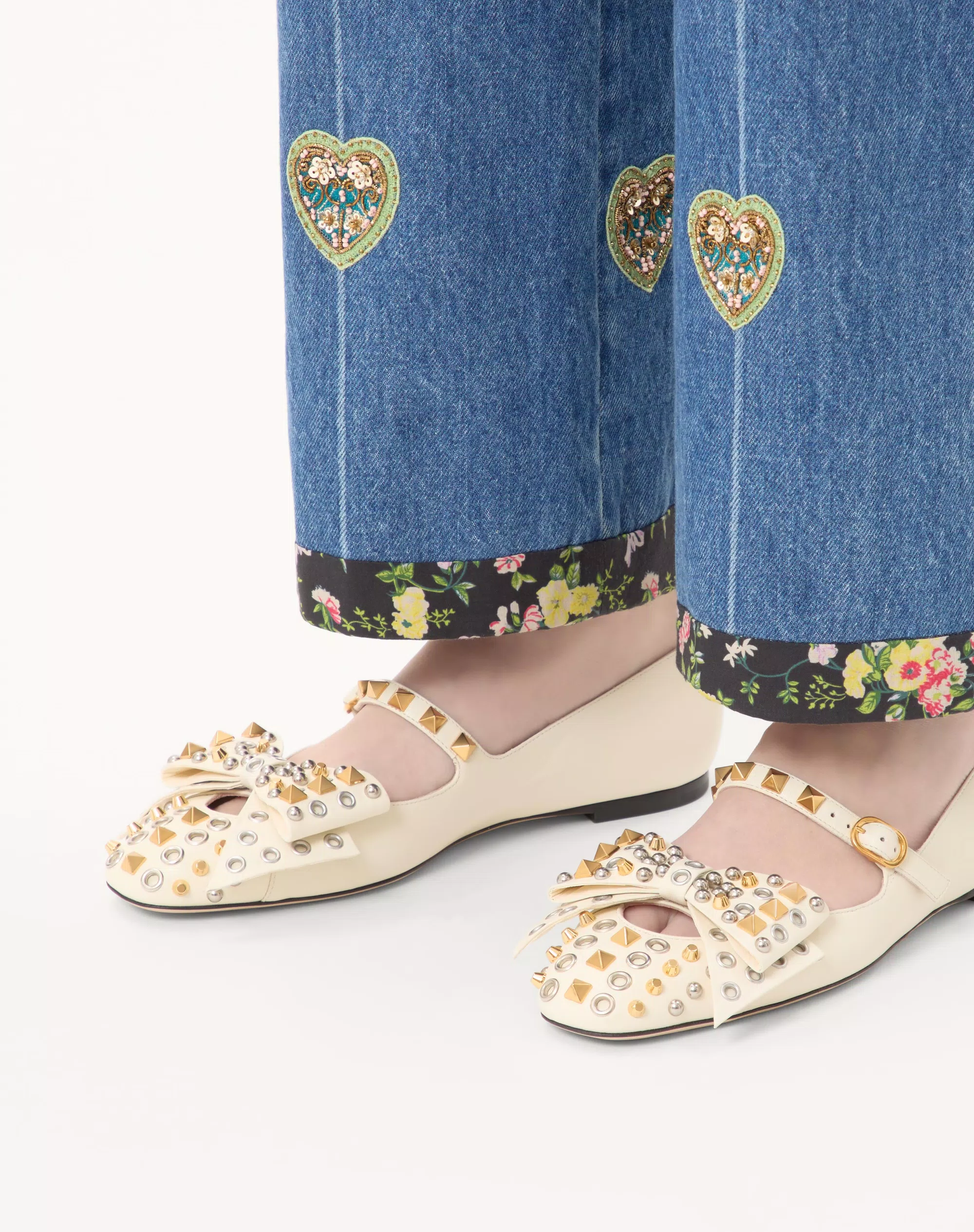 Valentino Mary-Jane Bowow Ballerina In Kidskin With Studs - Image 7